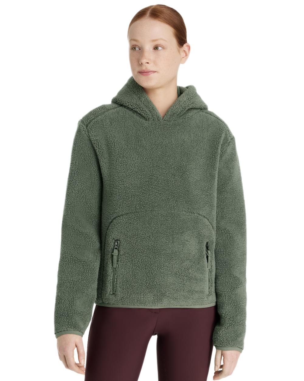 Rosemary coloured LeMieux Young Rider Avalon Hoodie on white background 