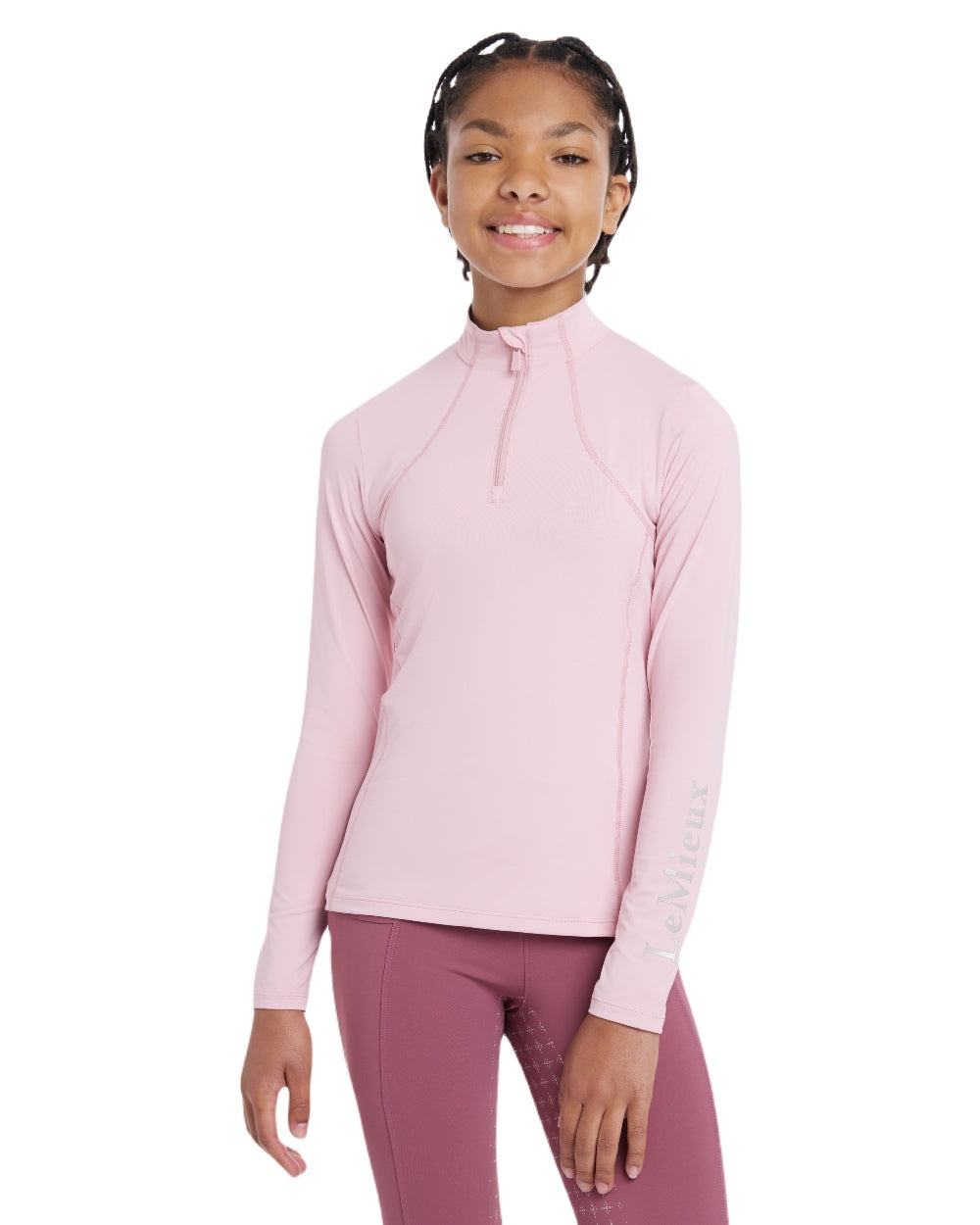 Blossom coloured LeMieux Young Rider Base Layer on white background 