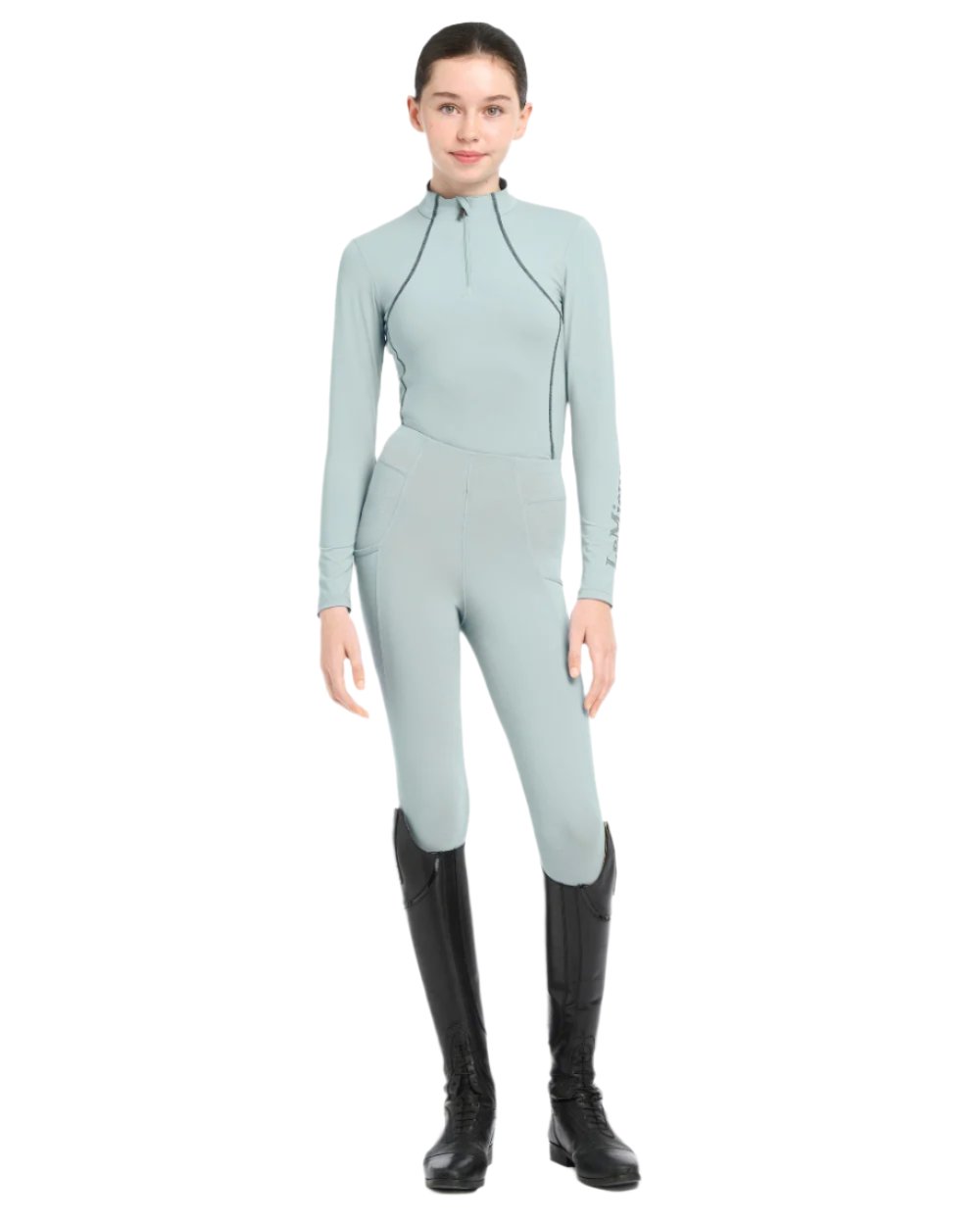 Glacier coloured LeMieux Young Rider Base Layer on white background 