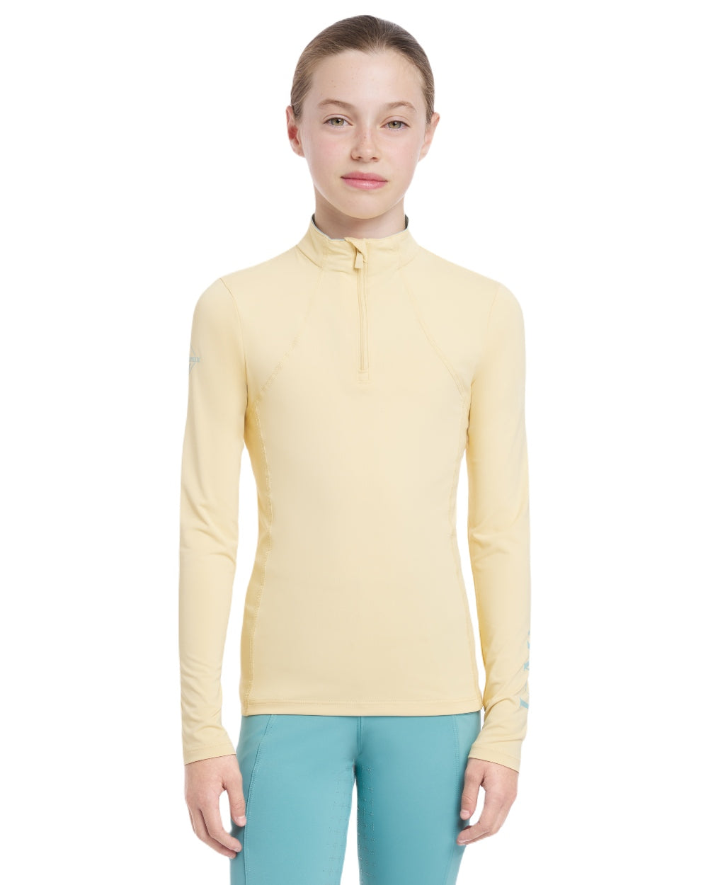 Mimosa coloured LeMieux Young Rider Base Layer on white background 
