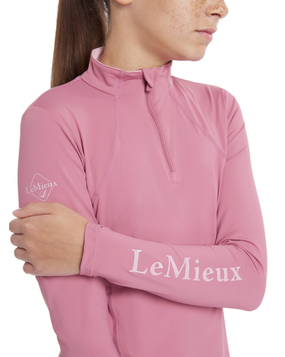 Peony coloured LeMieux Young Rider Base Layer on white background 