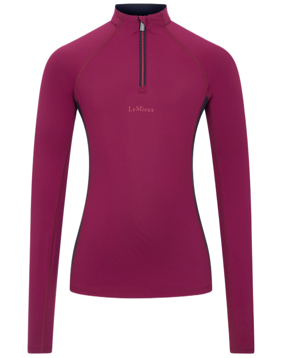 Blackberry coloured LeMieux Young Rider Classique Base Layer on white background 