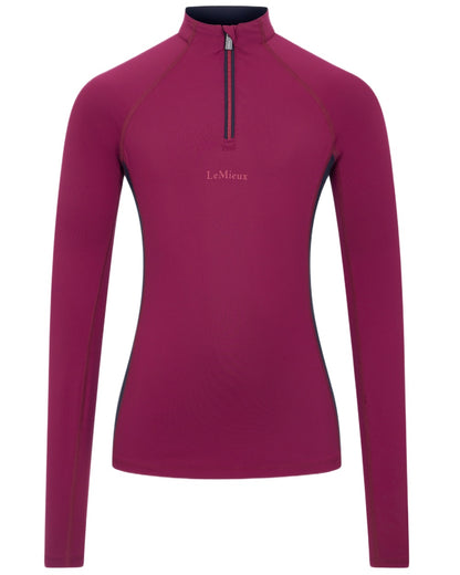 Blackberry coloured LeMieux Young Rider Classique Base Layer on white background 