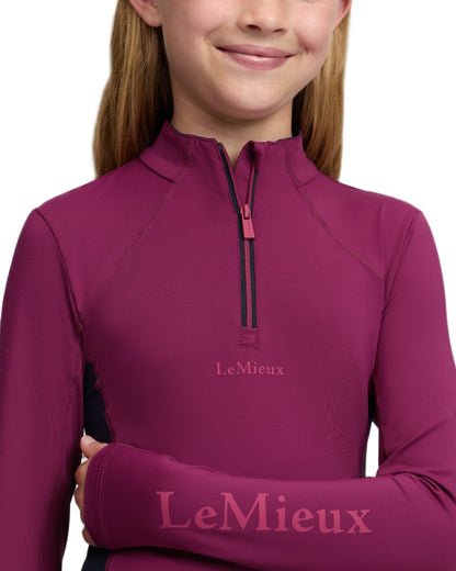 Blackberry coloured LeMieux Young Rider Classique Base Layer on white background 