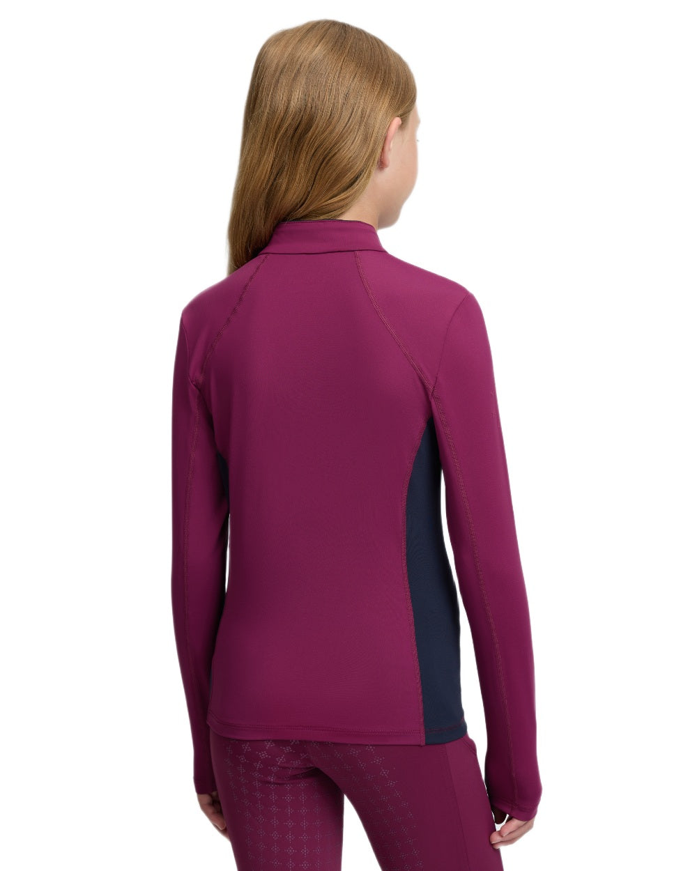 Blackberry coloured LeMieux Young Rider Classique Base Layer on white background 