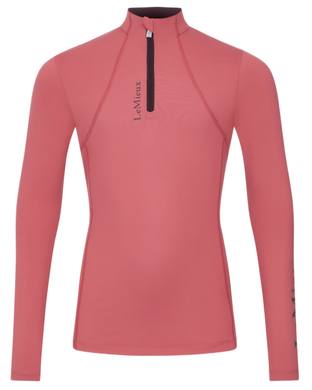 Cranberry coloured LeMieux Young Rider Classique Base Layer on white background 