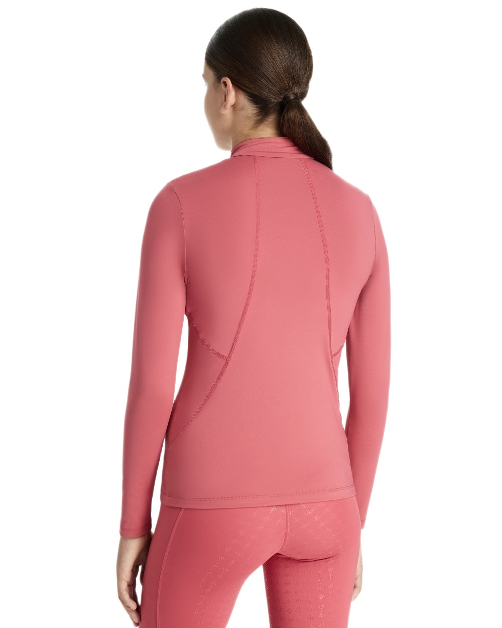 Cranberry coloured LeMieux Young Rider Classique Base Layer on white background 