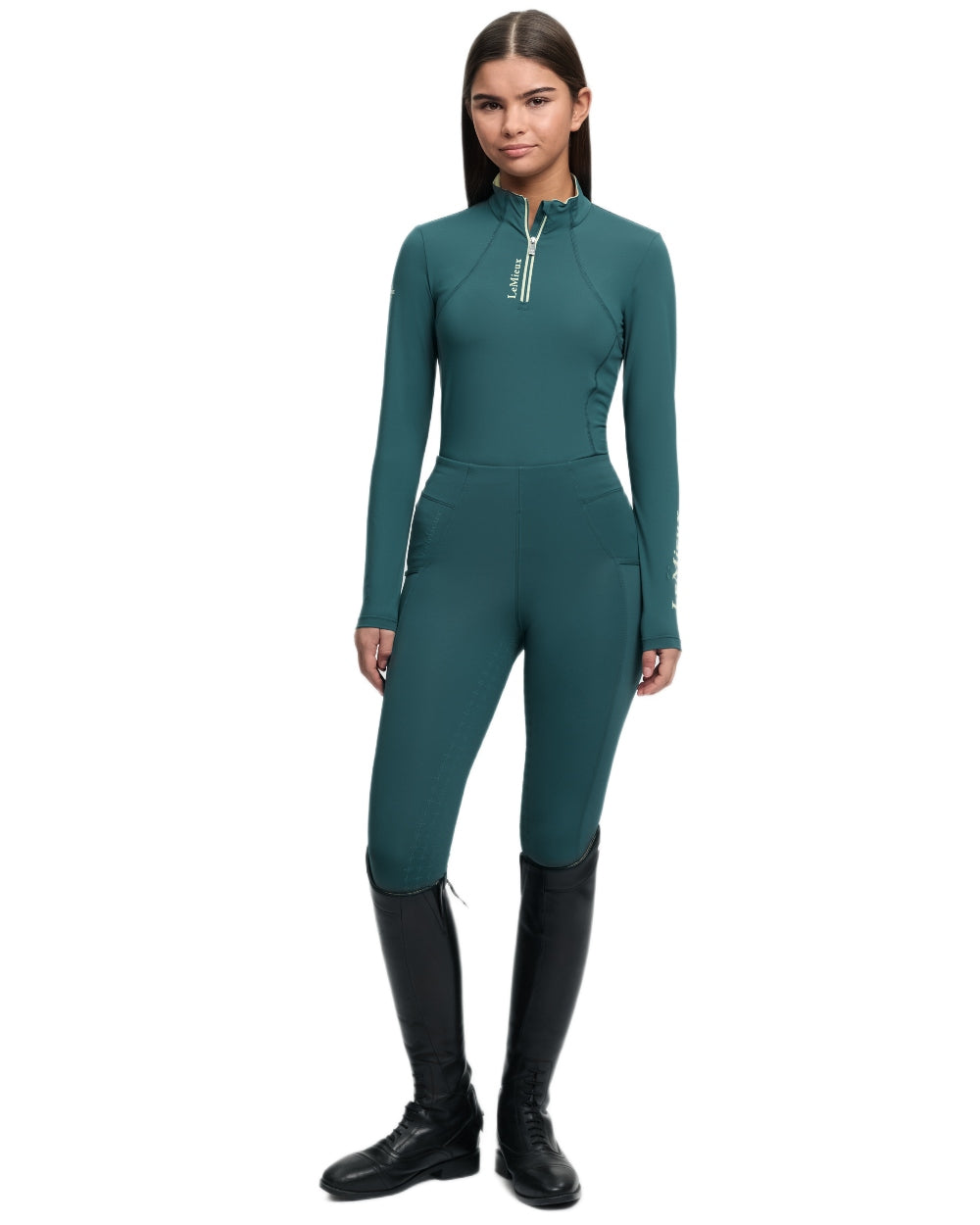 Jungle coloured LeMieux Young Rider Classique Base Layer on white background 