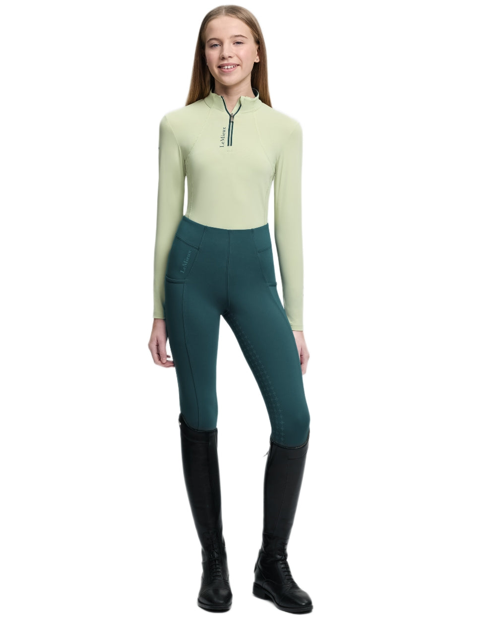 Macaron coloured LeMieux Young Rider Classique Base Layer on white background 