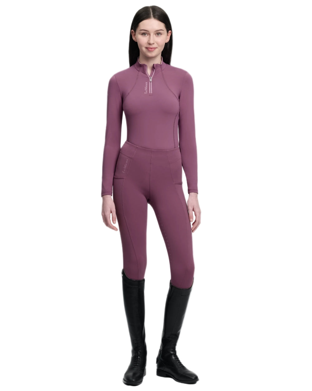 Mallow coloured LeMieux Young Rider Classique Base Layer on white background 