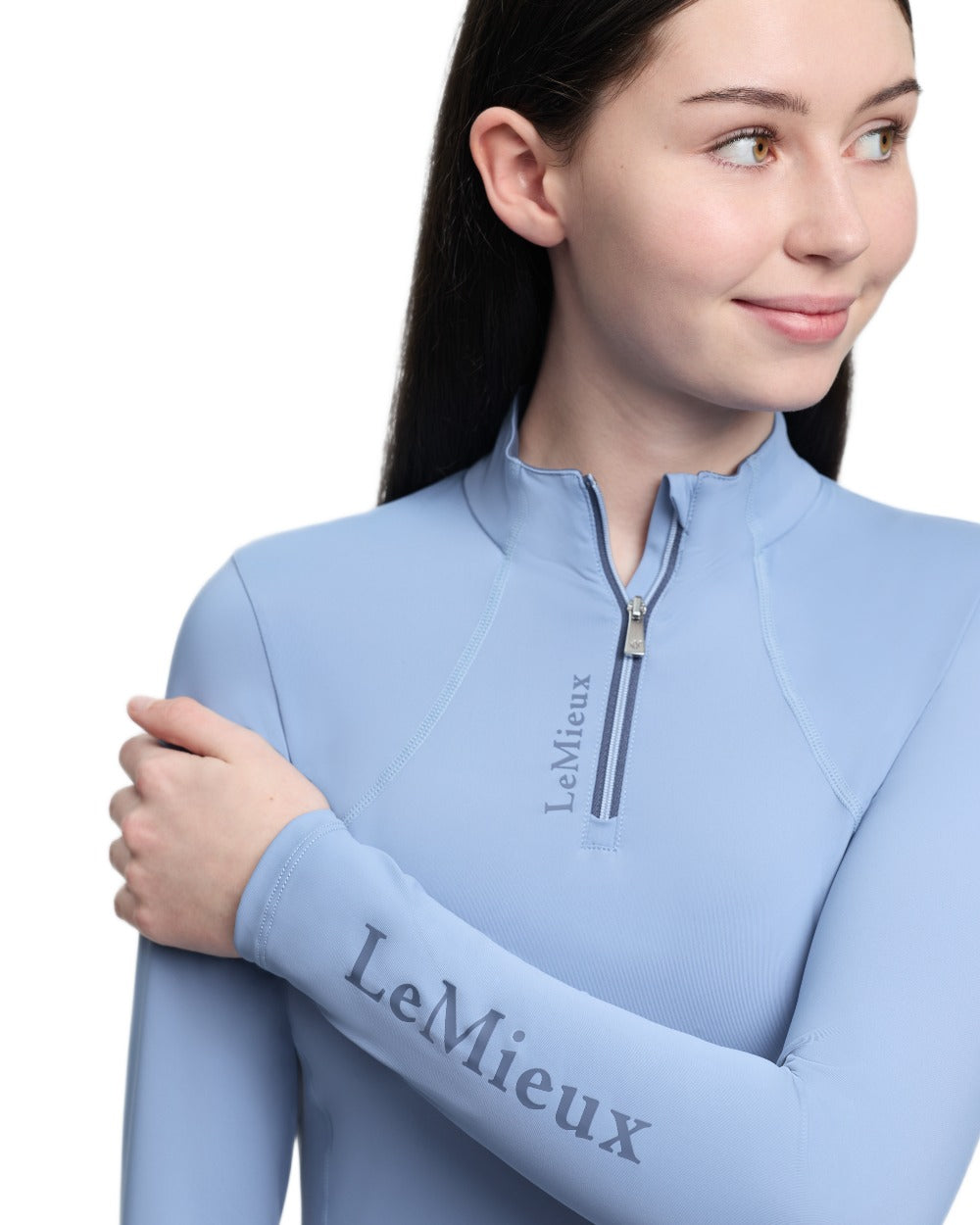Powder Blue coloured LeMieux Young Rider Classique Base Layer on white background 