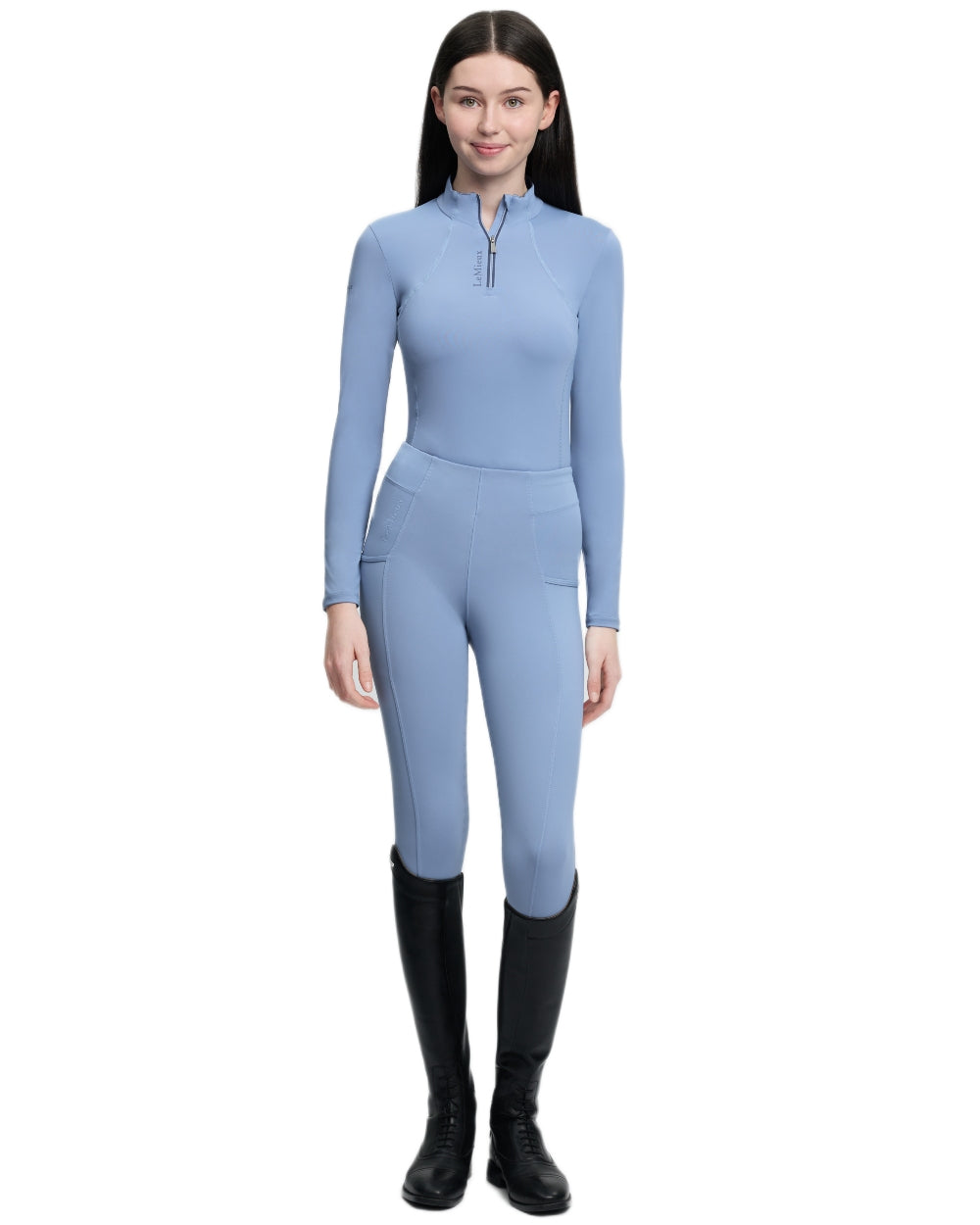 Powder Blue coloured LeMieux Young Rider Classique Base Layer on white background 