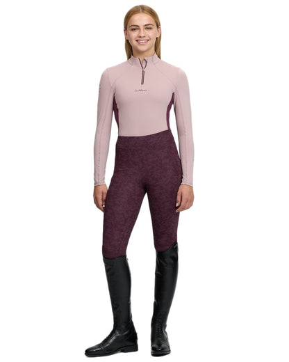 Wild Rose coloured LeMieux Young Rider Classique Base Layer on white background 