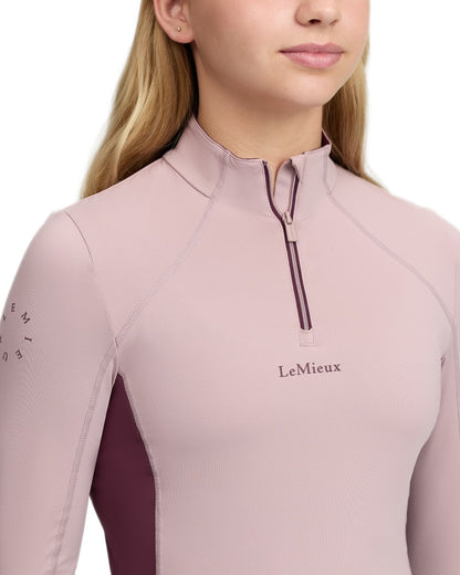 Wild Rose coloured LeMieux Young Rider Classique Base Layer on white background 