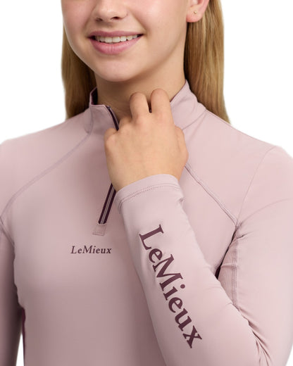 Wild Rose coloured LeMieux Young Rider Classique Base Layer on white background 
