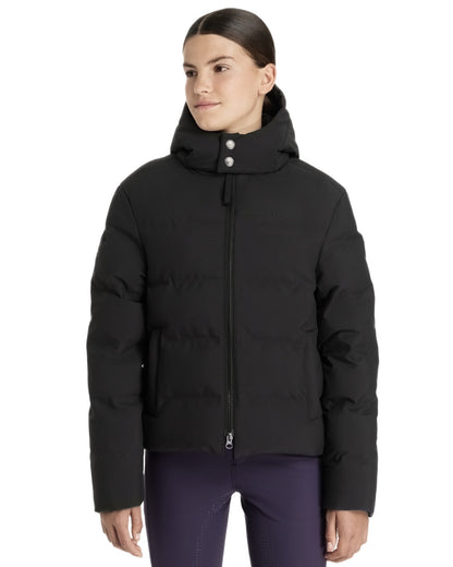 Black coloured LeMieux Young Rider Daisy Waterproof Coat on white background 