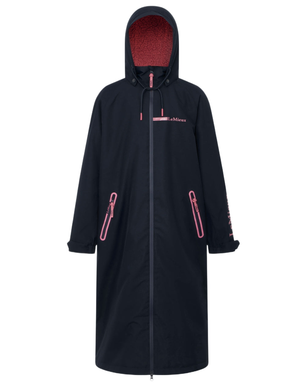 Navy coloured LeMieux Young Rider HydroShield Robe Long Coat on white background 