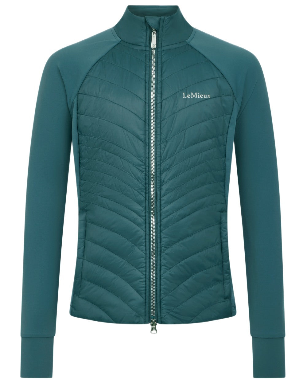 Jungle coloured LeMieux Young Rider Josephine Jacket on white background 