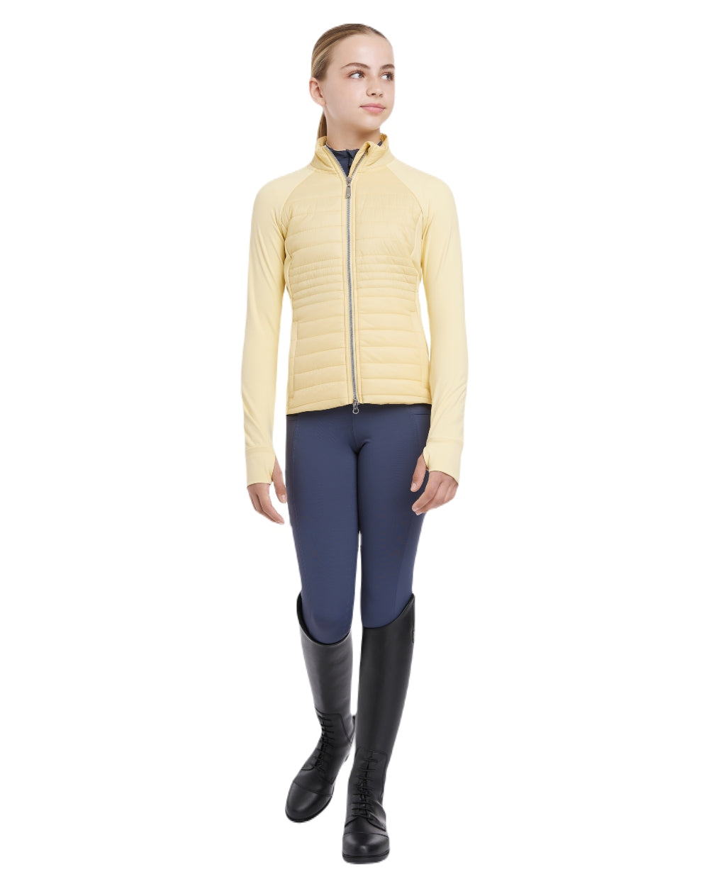 Mimosa coloured LeMieux Young Rider Josephine Jacket on white background 