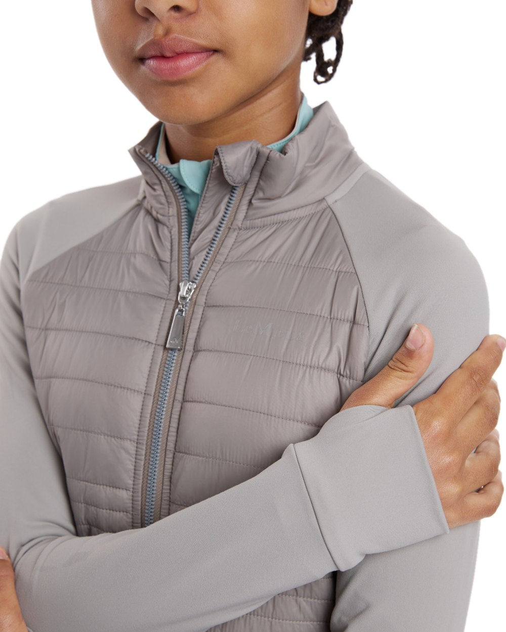 Pecan coloured LeMieux Young Rider Josephine Jacket on white background 