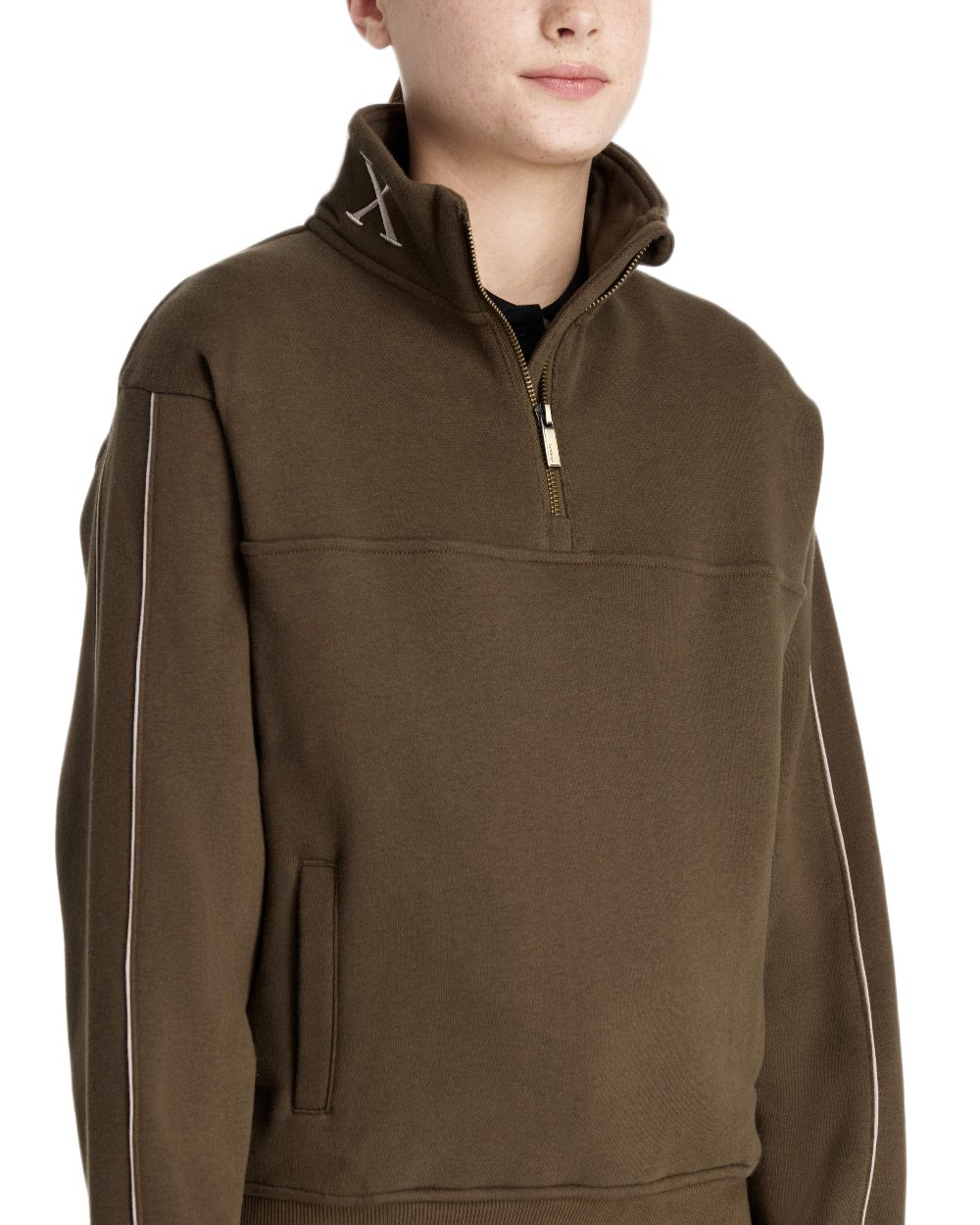 Alpine coloured LeMieux Young Rider Kate Quarter Zip Sweater on white background 