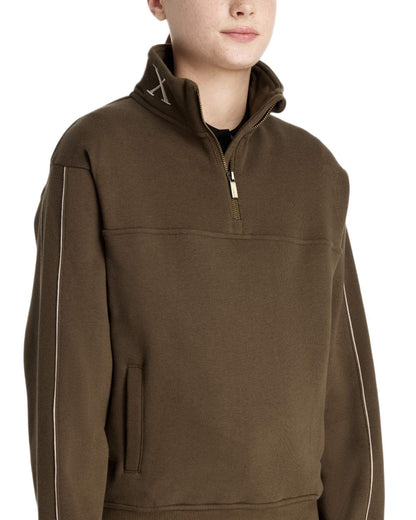 Alpine coloured LeMieux Young Rider Kate Quarter Zip Sweater on white background 