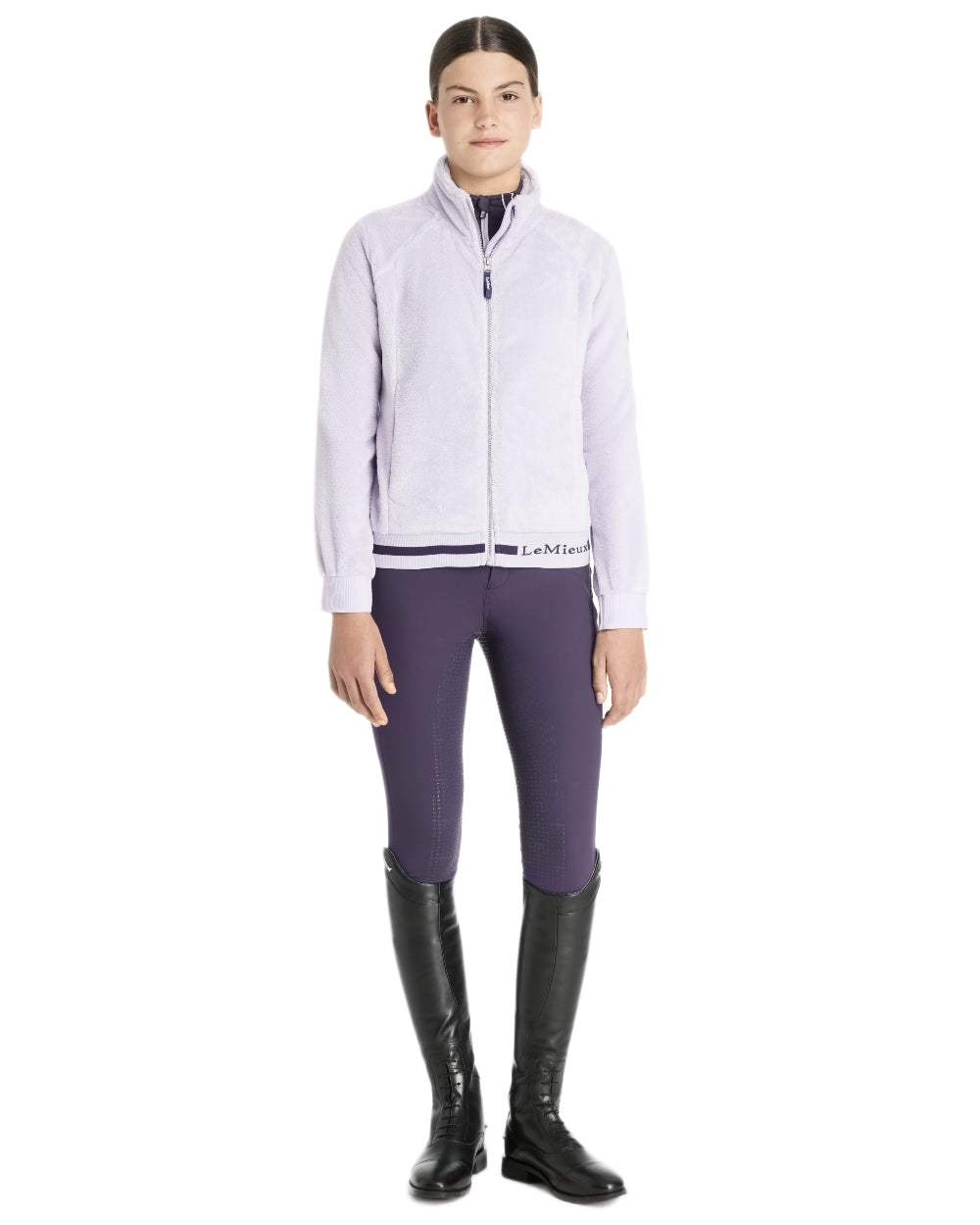 Lilac Coloured LeMieux Young Rider Libby Fleece Jacket On A White Background 