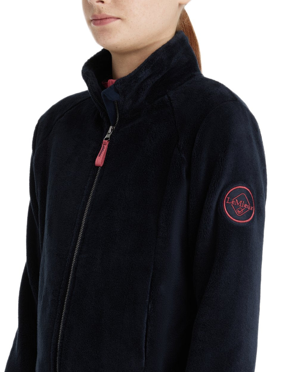 Navy Coloured LeMieux Young Rider Libby Fleece Jacket On A White Background 