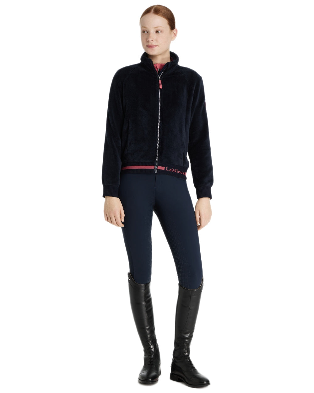 Navy Coloured LeMieux Young Rider Libby Fleece Jacket On A White Background 