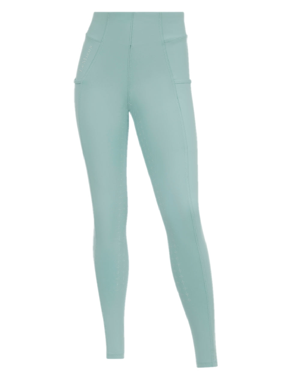 Aqua coloured LeMieux Young Rider Orla Pull Ons on white background 
