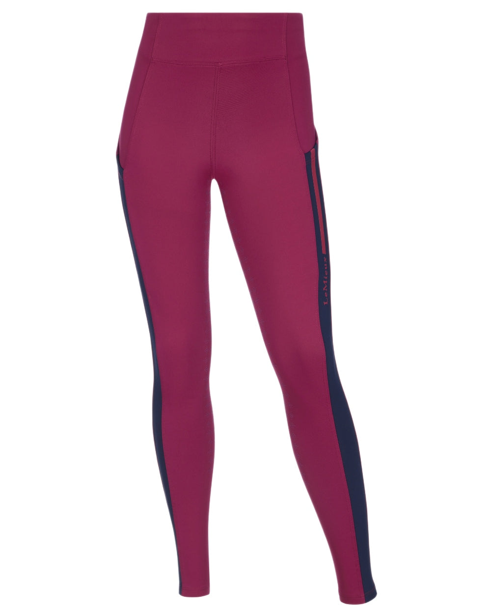 Blackberry coloured LeMieux Young Rider Orla Pull Ons on white background 