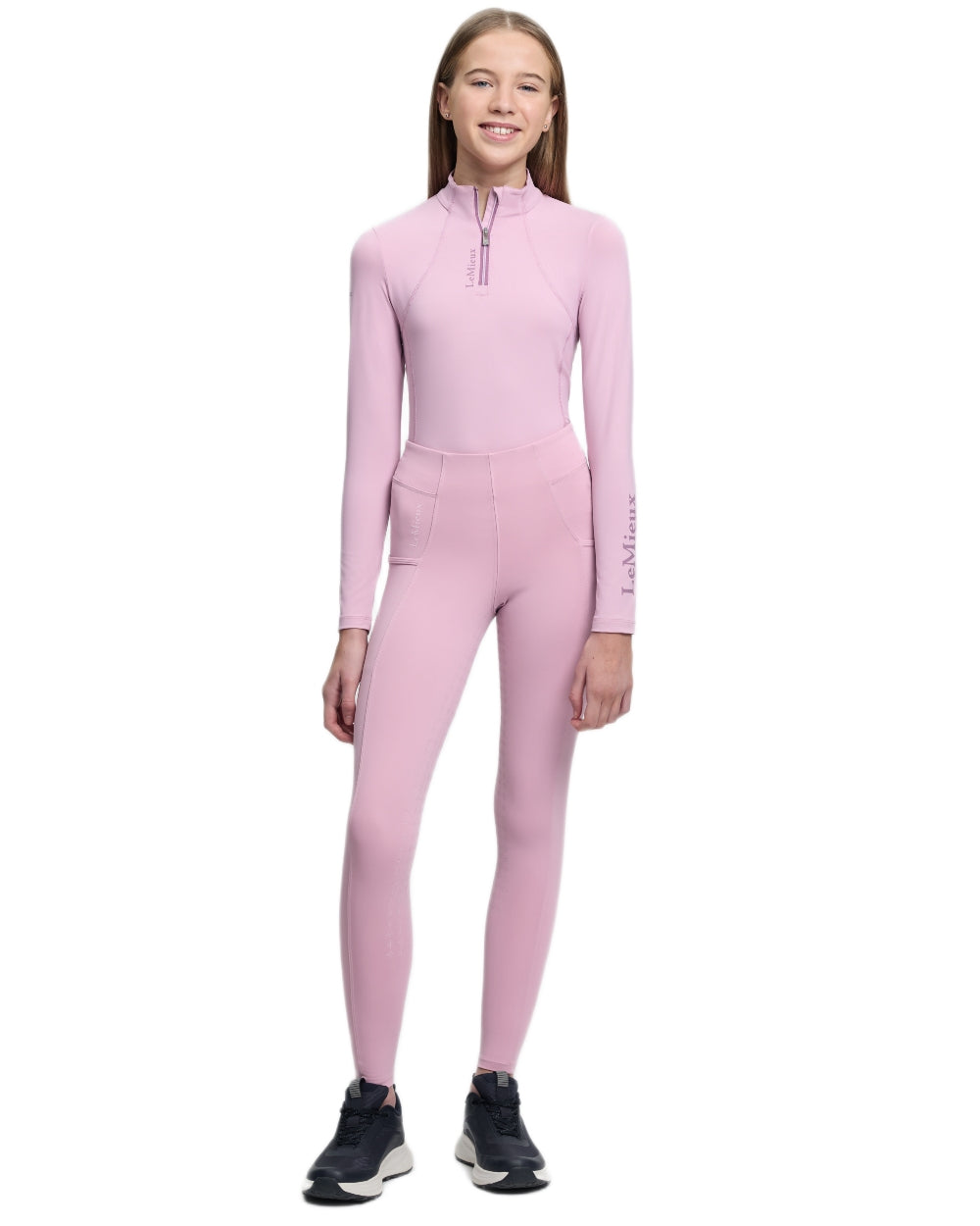Fondant coloured LeMieux Young Rider Orla Pull Ons on white background 