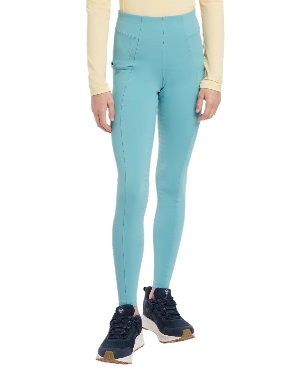 Lagoon coloured LeMieux Young Rider Orla Pull Ons on white background 