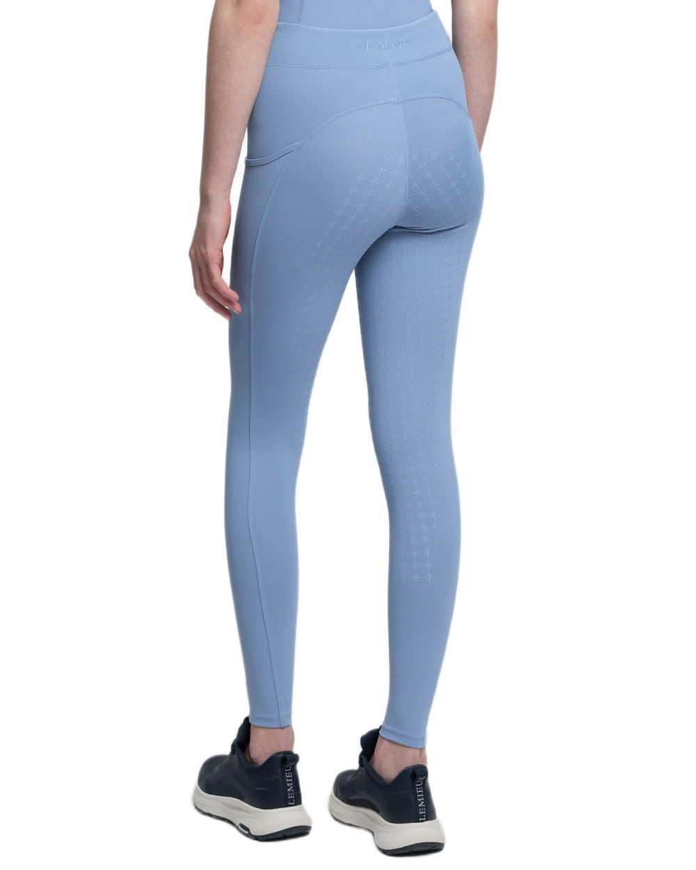 Powder Blue coloured LeMieux Young Rider Orla Pull Ons on white background 