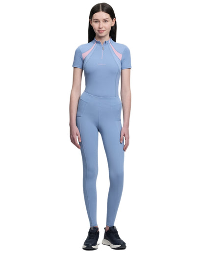 Powder Blue coloured LeMieux Young Rider Orla Pull Ons on white background 