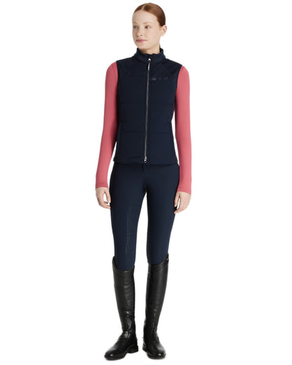 Navy coloured LeMieux Young Rider Pammy Training Gilet on white background 