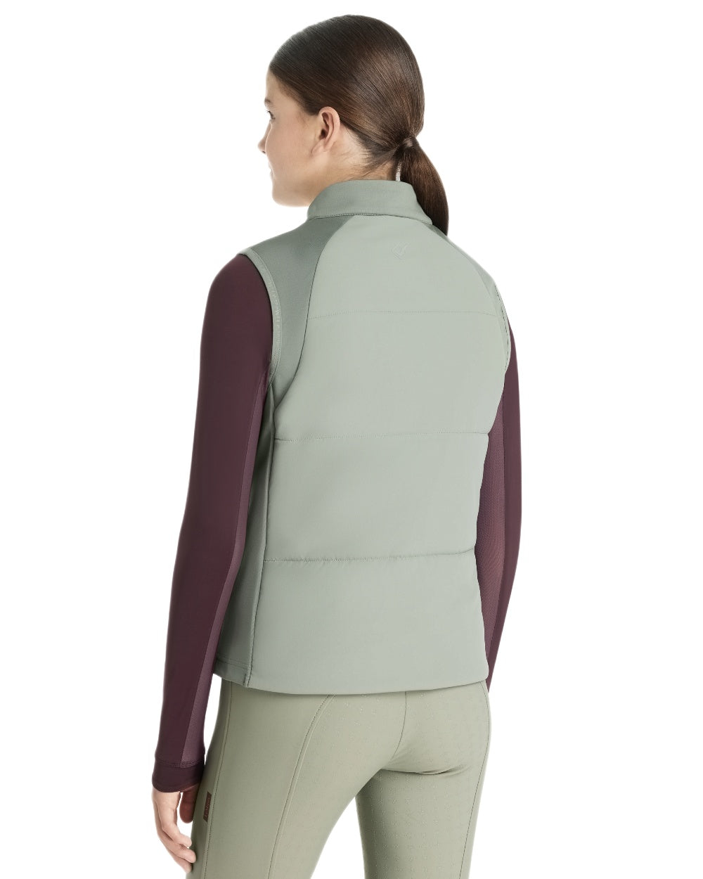 Rosemary coloured LeMieux Young Rider Pammy Training Gilet on white background 