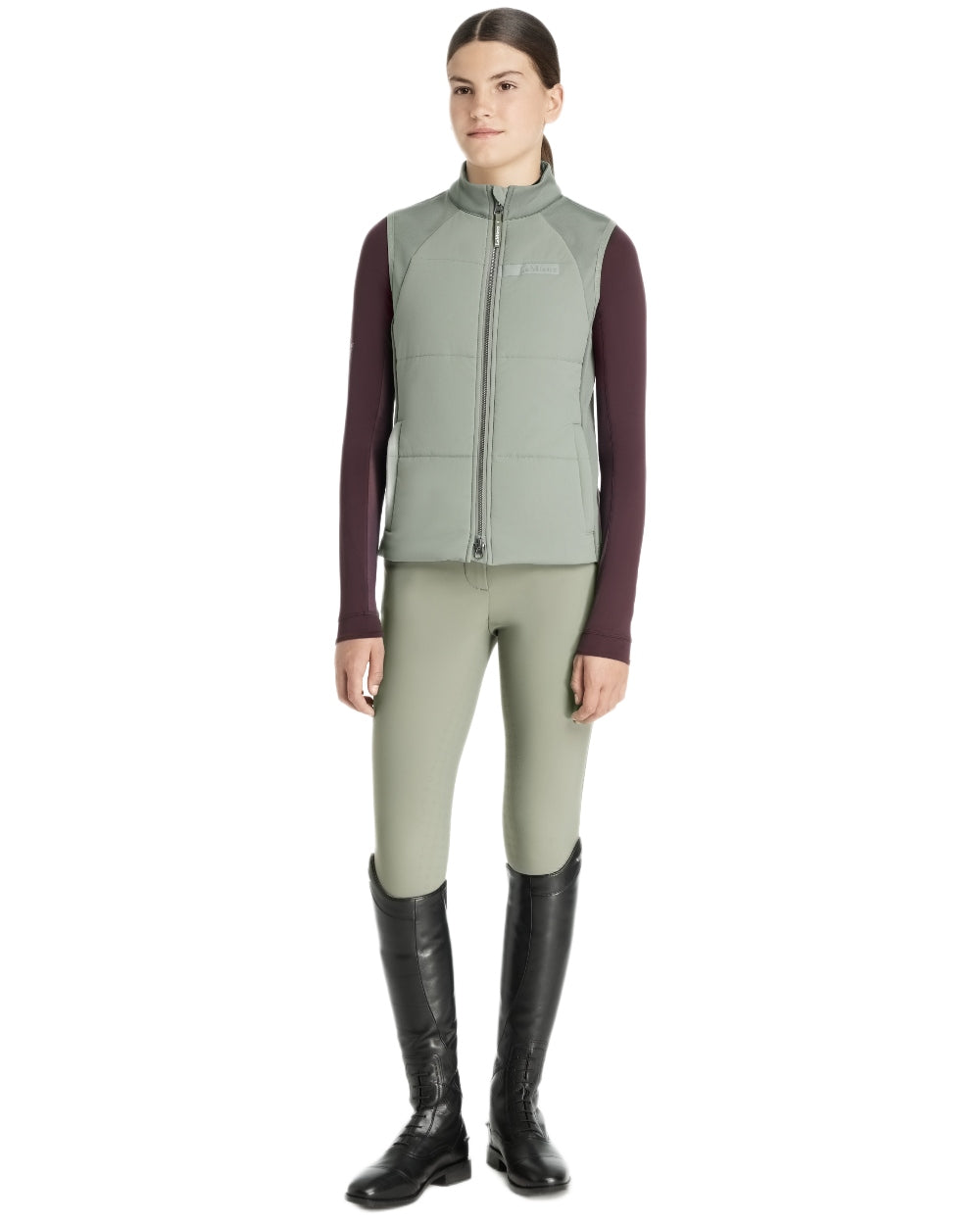Rosemary coloured LeMieux Young Rider Pammy Training Gilet on white background 