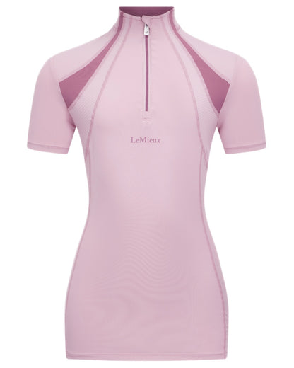 Fondant coloured LeMieux Young Rider Short Sleeve Mia Mesh Base Layer on white background 