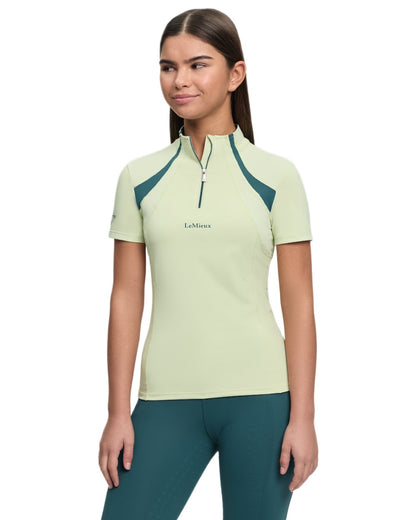 Macaron coloured LeMieux Young Rider Short Sleeve Mia Mesh Base Layer on white background 