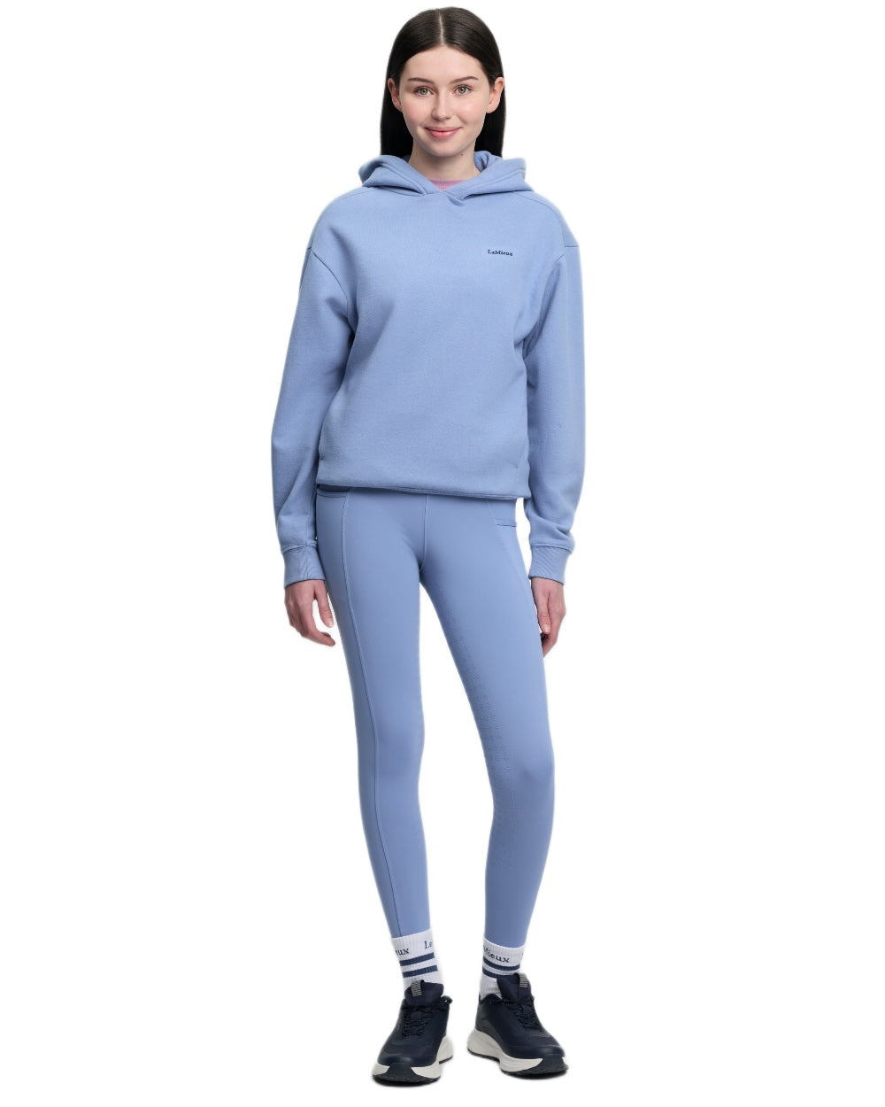 Powder Blue coloured LeMieux Young Rider Sia Hoodie on white background 