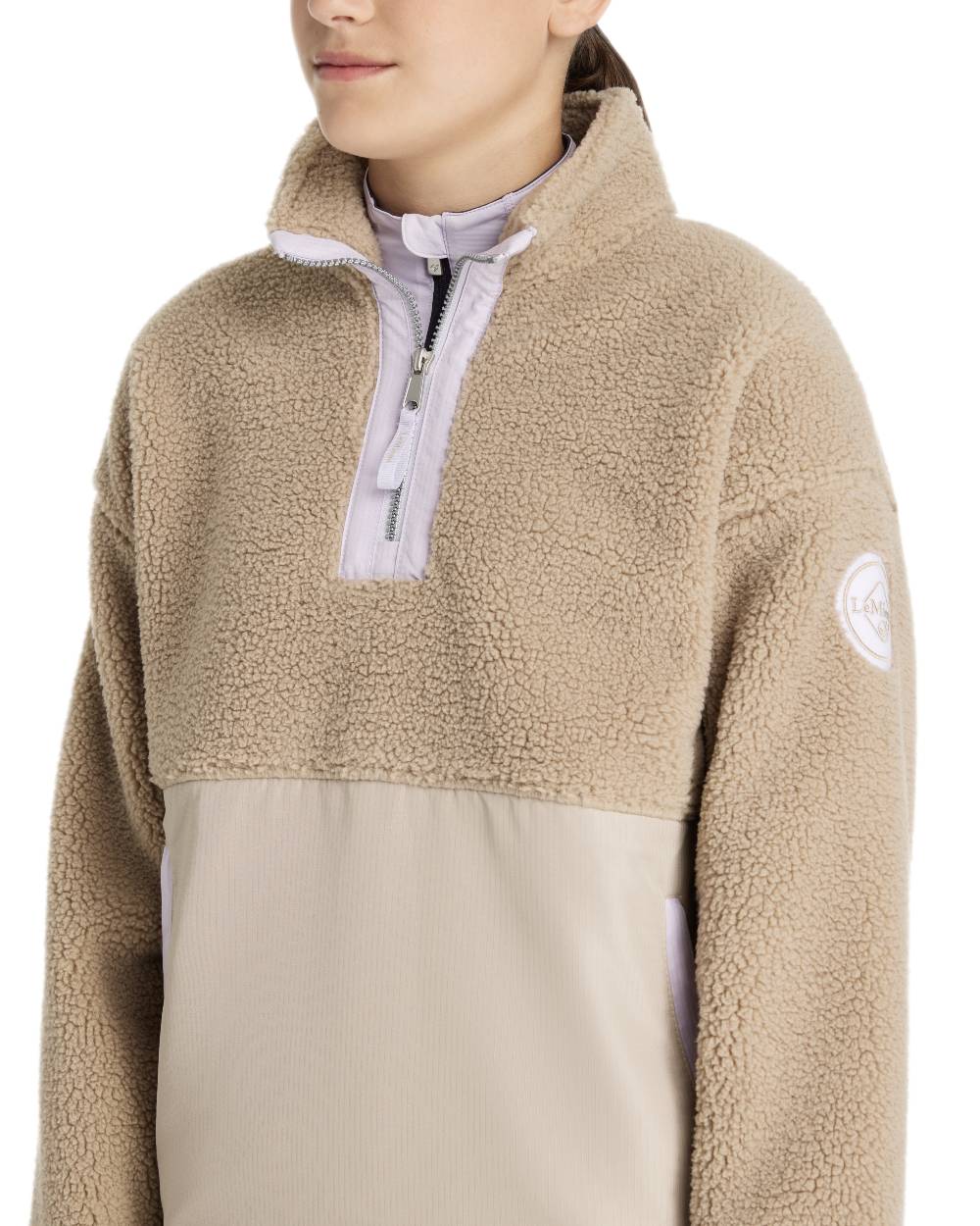 Almond coloured LeMieux Young Rider Tammy Teddy Fleece on white background 