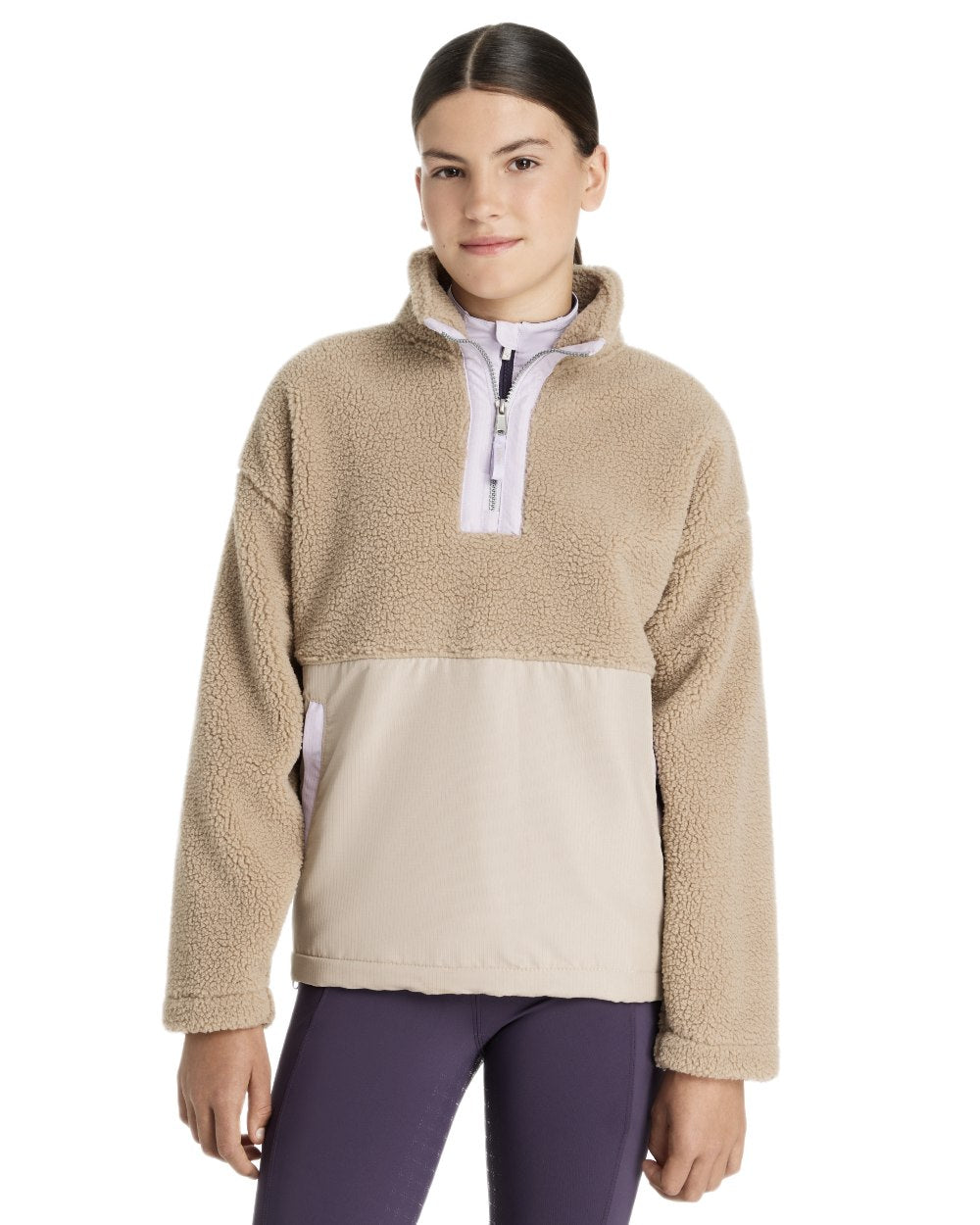 Almond coloured LeMieux Young Rider Tammy Teddy Fleece on white background 