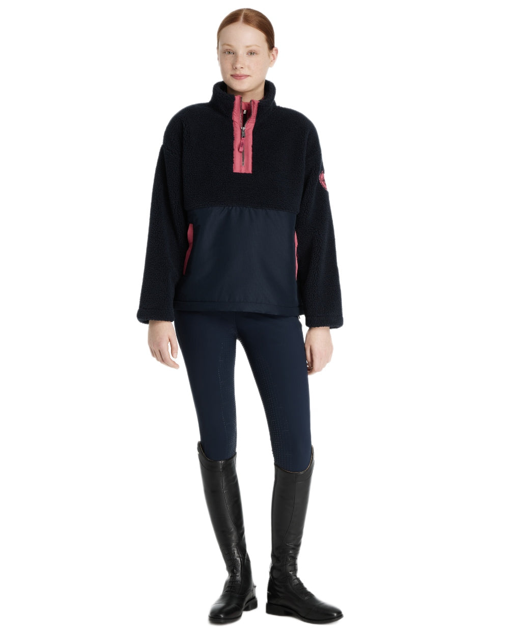 Navy coloured LeMieux Young Rider Tammy Teddy Fleece on white background 
