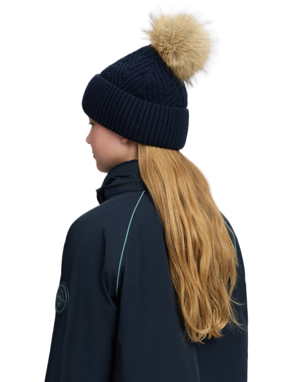 Navy coloured LeMieux Clara Knit Beanie on white background 