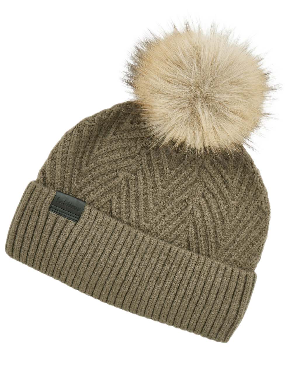Willow Green coloured LeMieux Clara Knit Beanie on white background 