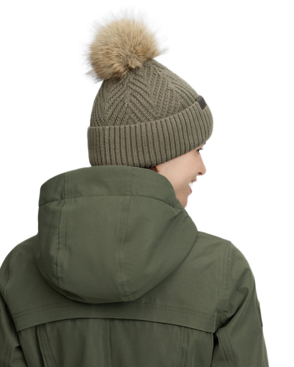 Willow Green coloured LeMieux Clara Knit Beanie on white background 
