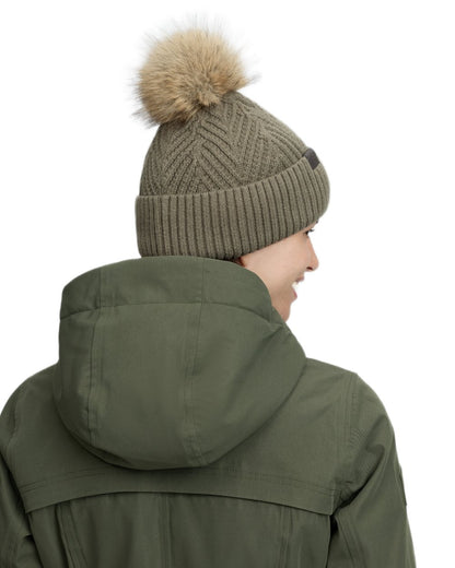 Willow Green coloured LeMieux Clara Knit Beanie on white background 