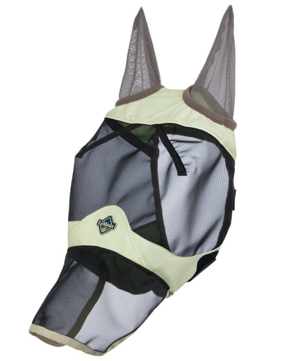 Macaron coloured LeMieux Visor Tek Full Fly Mask on white background 