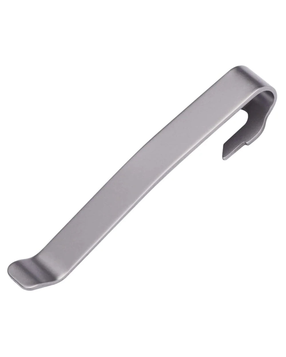 Matte Silver coloured Leatherman Quick-Release Pocket Clip on white background 